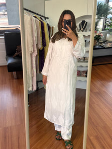 Chikankari handembroidered set - White