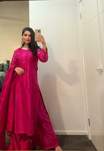 Load image into Gallery viewer, Hot pink chikankari silk set
