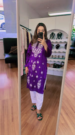 Load image into Gallery viewer, Purple Chikankari Silk Kurta
