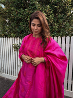 Load image into Gallery viewer, Hot pink chikankari silk set
