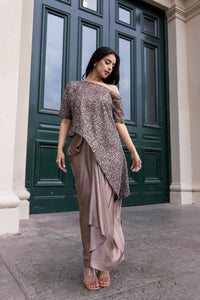 Drapes by HLS - Asymmetrical Drape Skirt Set