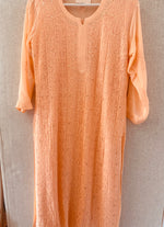 Load image into Gallery viewer, Peach Premium Chikankari Georgette Kurta
