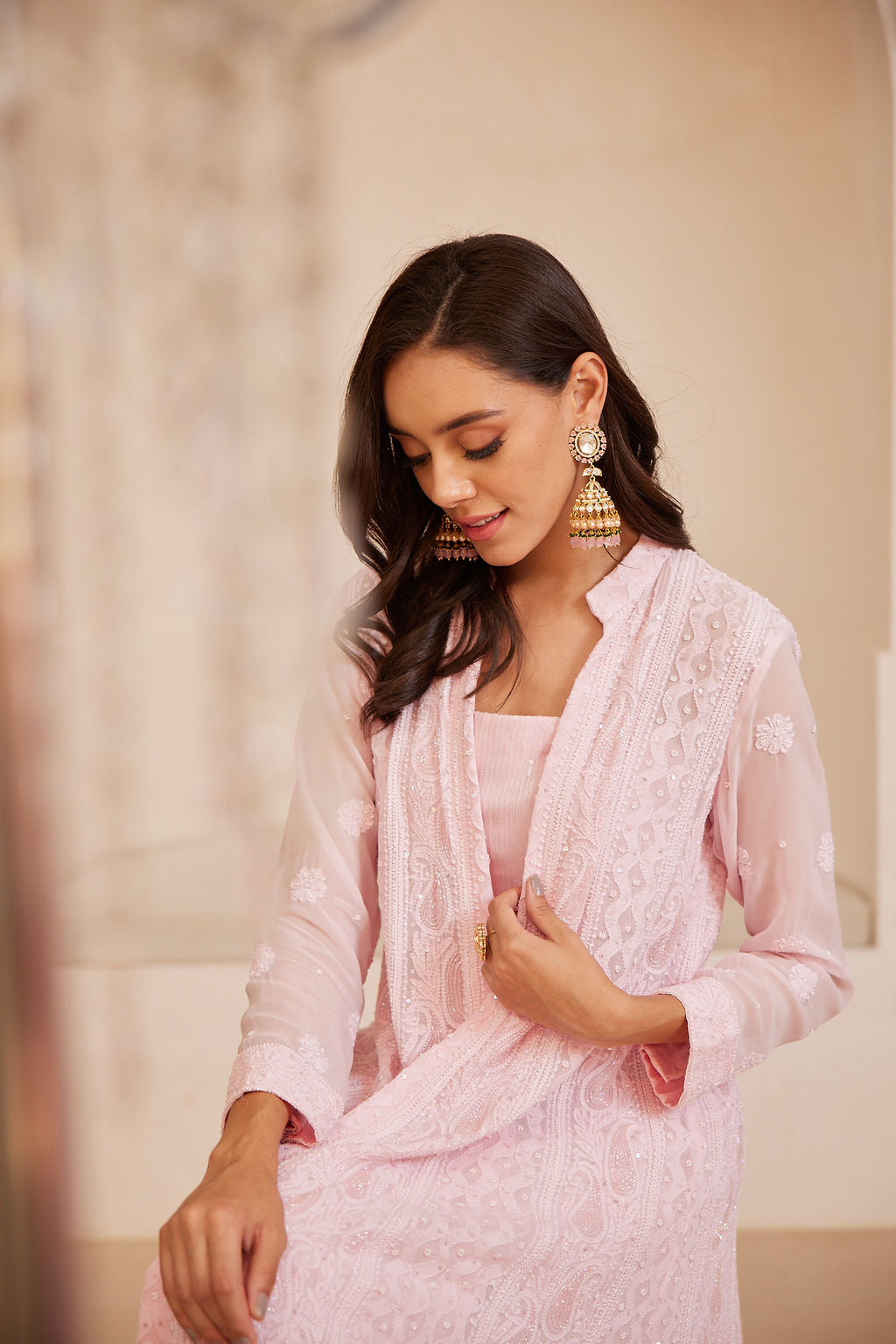 Chikankari Jacket Set