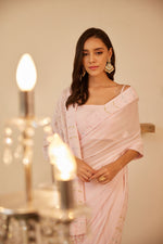 Load image into Gallery viewer, Chikankari &amp; Crystals Embellished Saree
