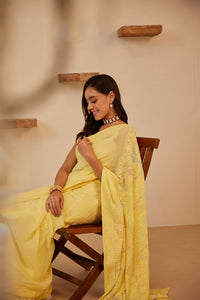 Chikankari & Crystals Embellished Saree