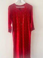 Load image into Gallery viewer, Red Premium Chikankari Georgette Kurta
