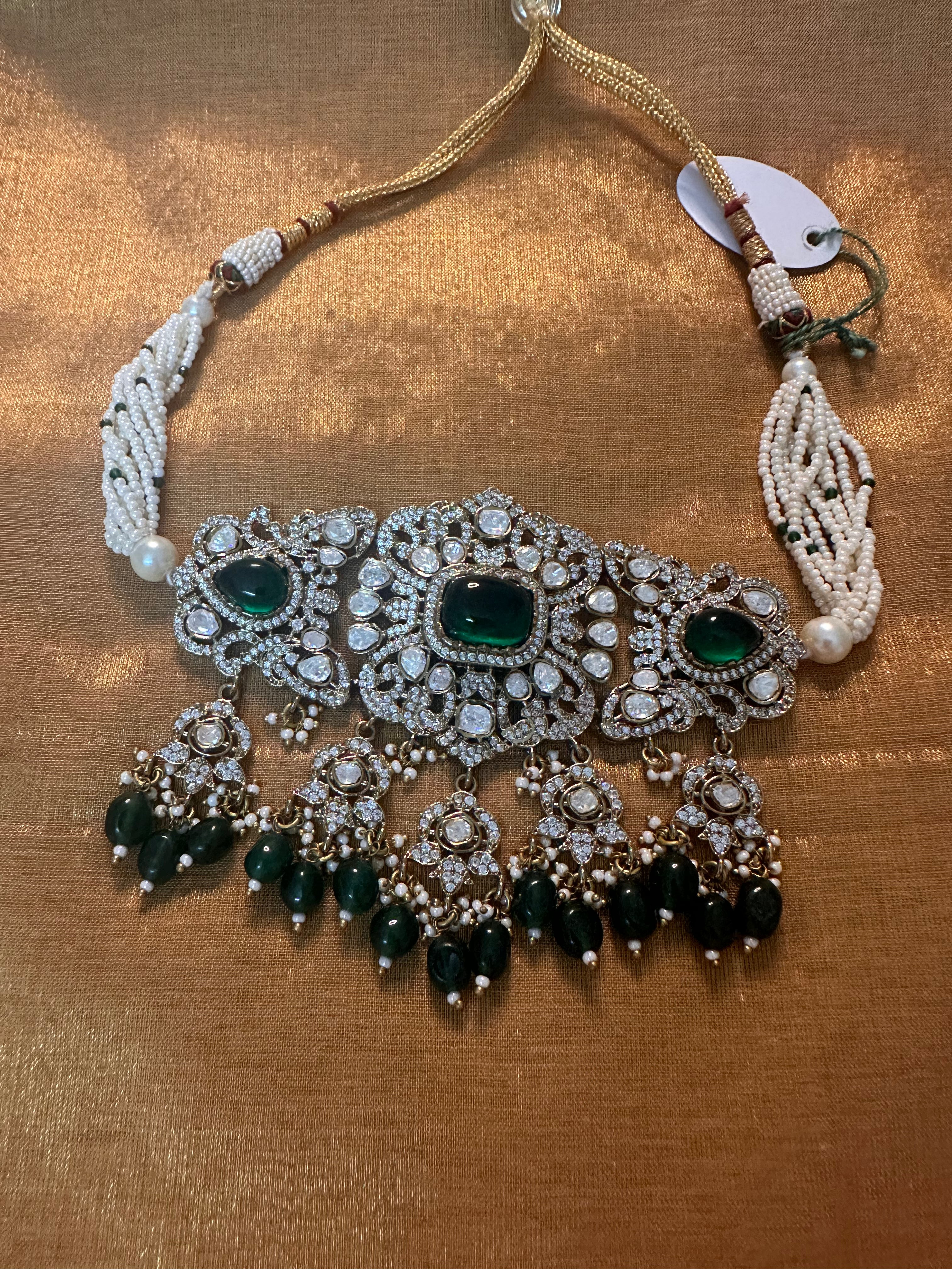 Emerald Choker set with Earrings