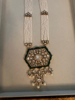 Load image into Gallery viewer, Long emerald and pearl rani haar set
