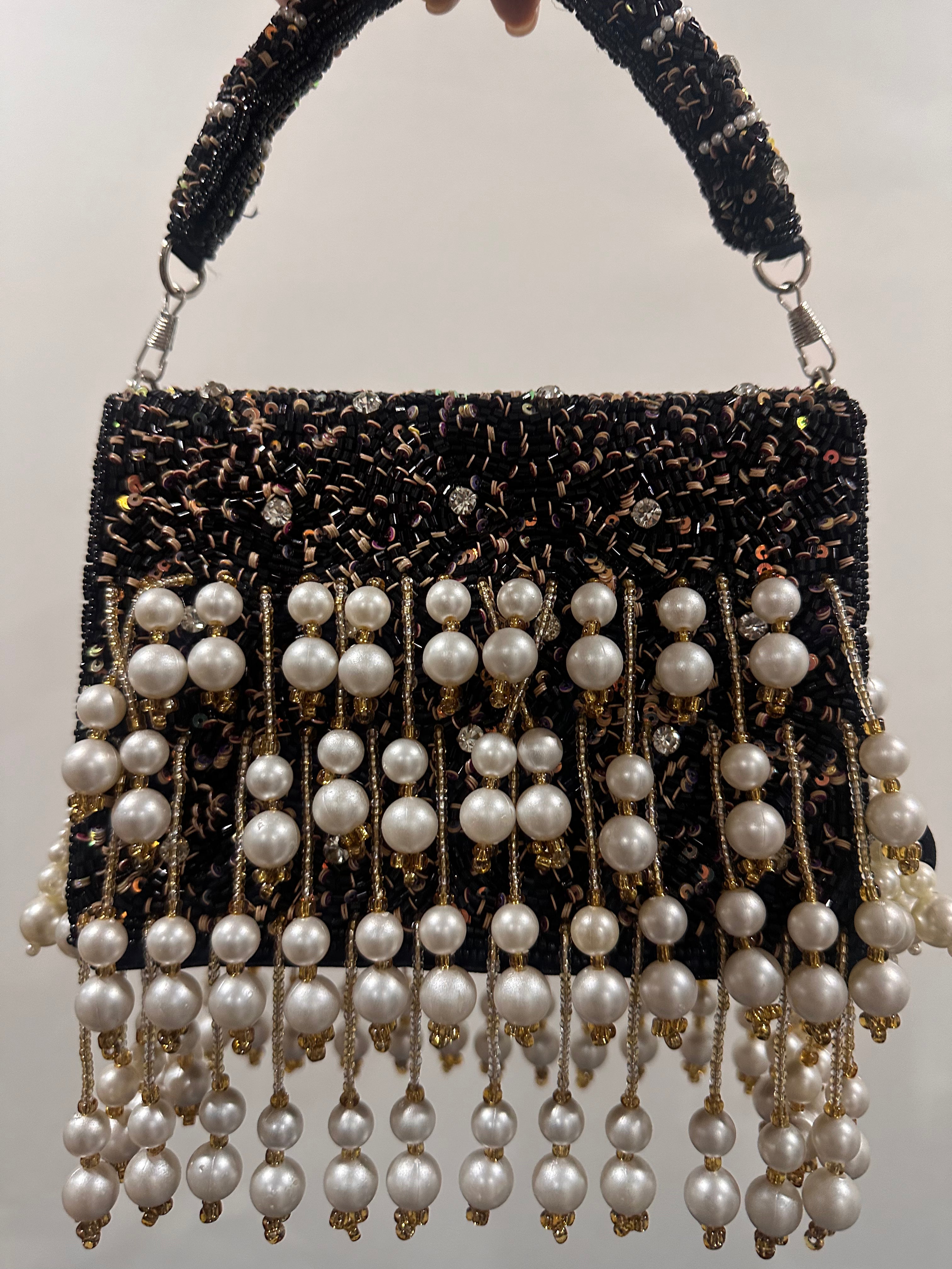 Handcrafted Dancing Pearl Bag - Black