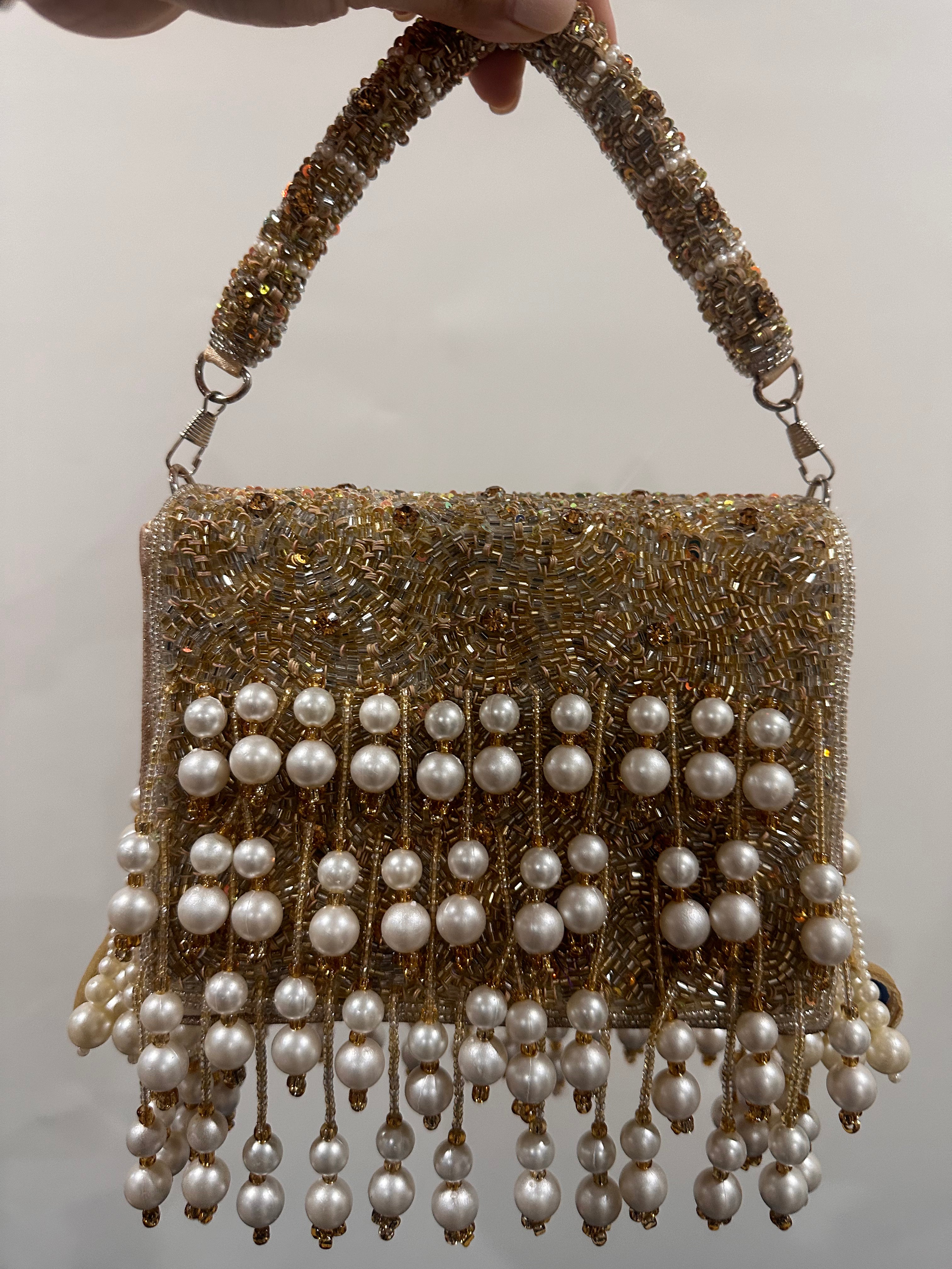 Handcrafted Dancing Pearl Bag - Gold