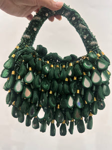 Handcrafted Dancing Mirror Tassel Bag - Green
