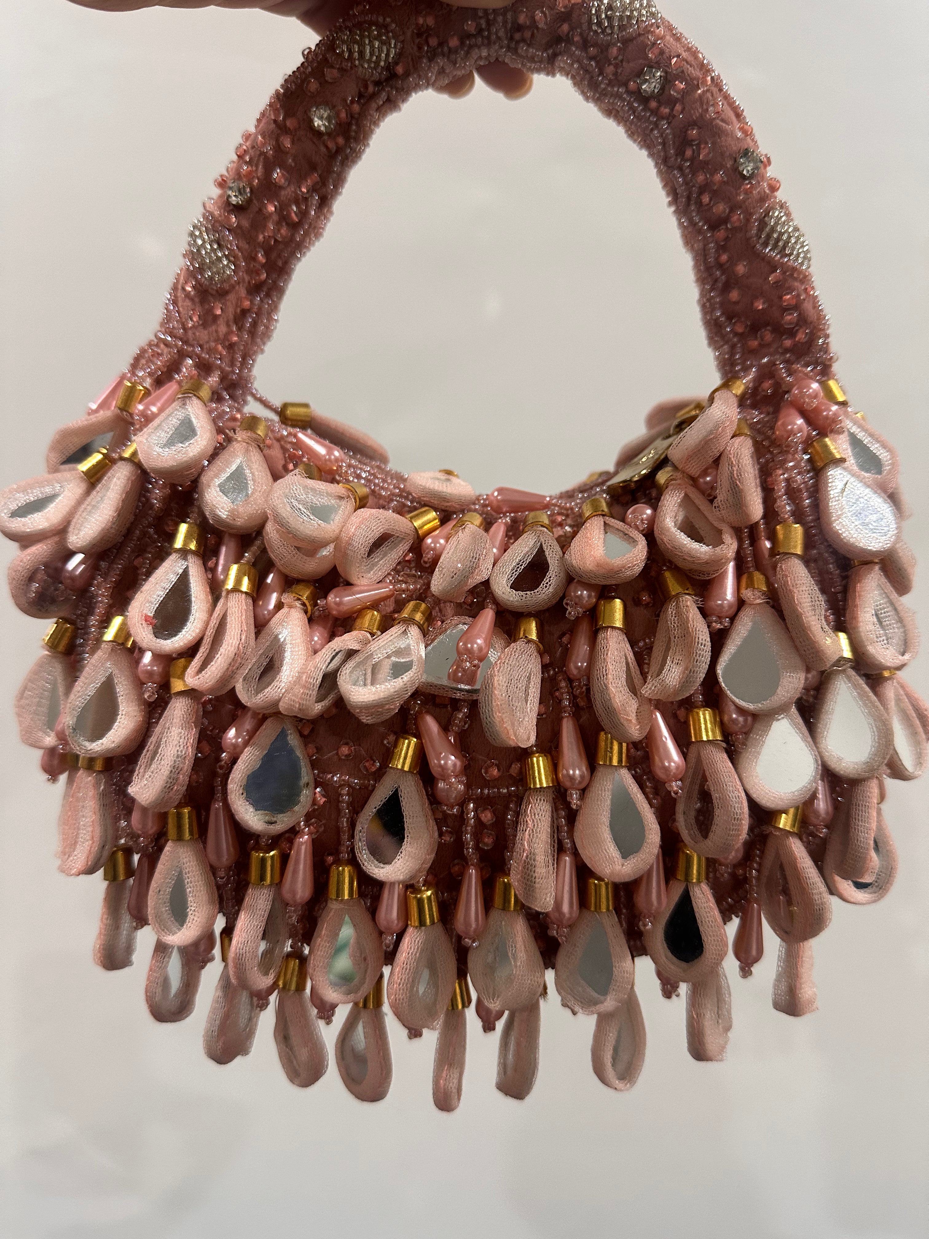 Handcrafted Dancing Mirror Tassel Bag - Pink