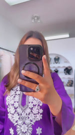 Load and play video in Gallery viewer, Purple Chikankari Silk Kurta
