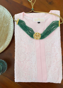 Powder Pink Front Jaal Chikankari Kurta