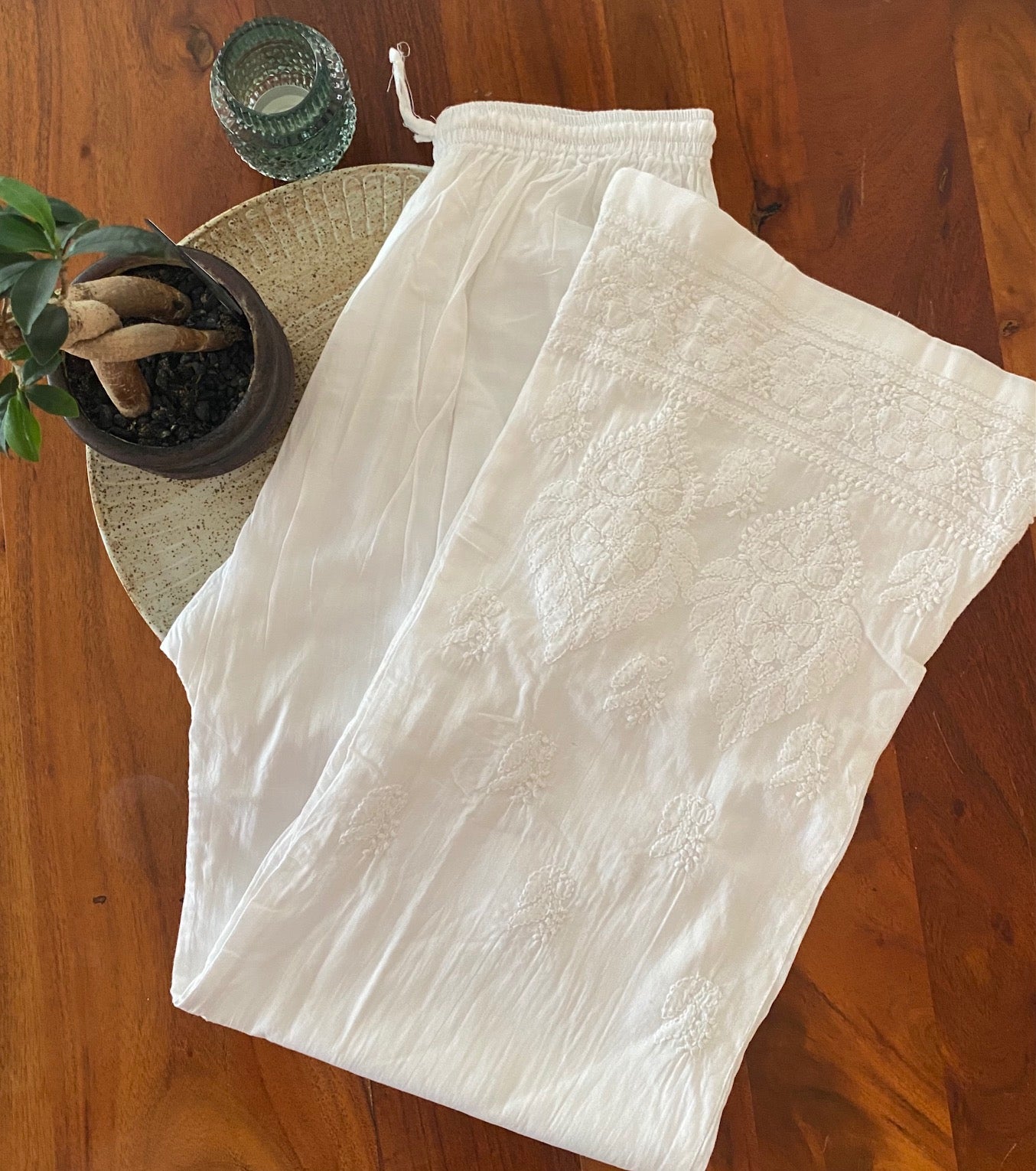Pure cotton chikankari pallazo pants