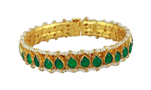 Gold plated bangles pair with pearl detailing - Emerald Green
