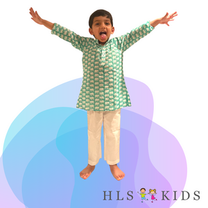 Hand-blockprint Elephant Kurta Set