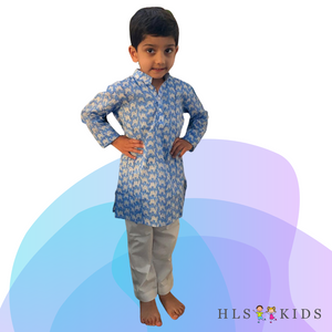 Hand-blockprint Camel Kurta Set