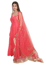 Load image into Gallery viewer, Red strappy anarkali set
