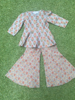 Load image into Gallery viewer, Hand-blockprint Grey Peplum Set
